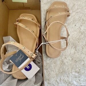 Universal Thread Womens Tan Sea Life Charm Strappy Sandals Square Toe Size 6 NEW